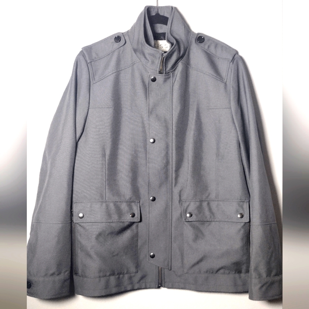 Reiss Gray Men's Full Zip Lined Jacket Coat Water-Resistant Size XL